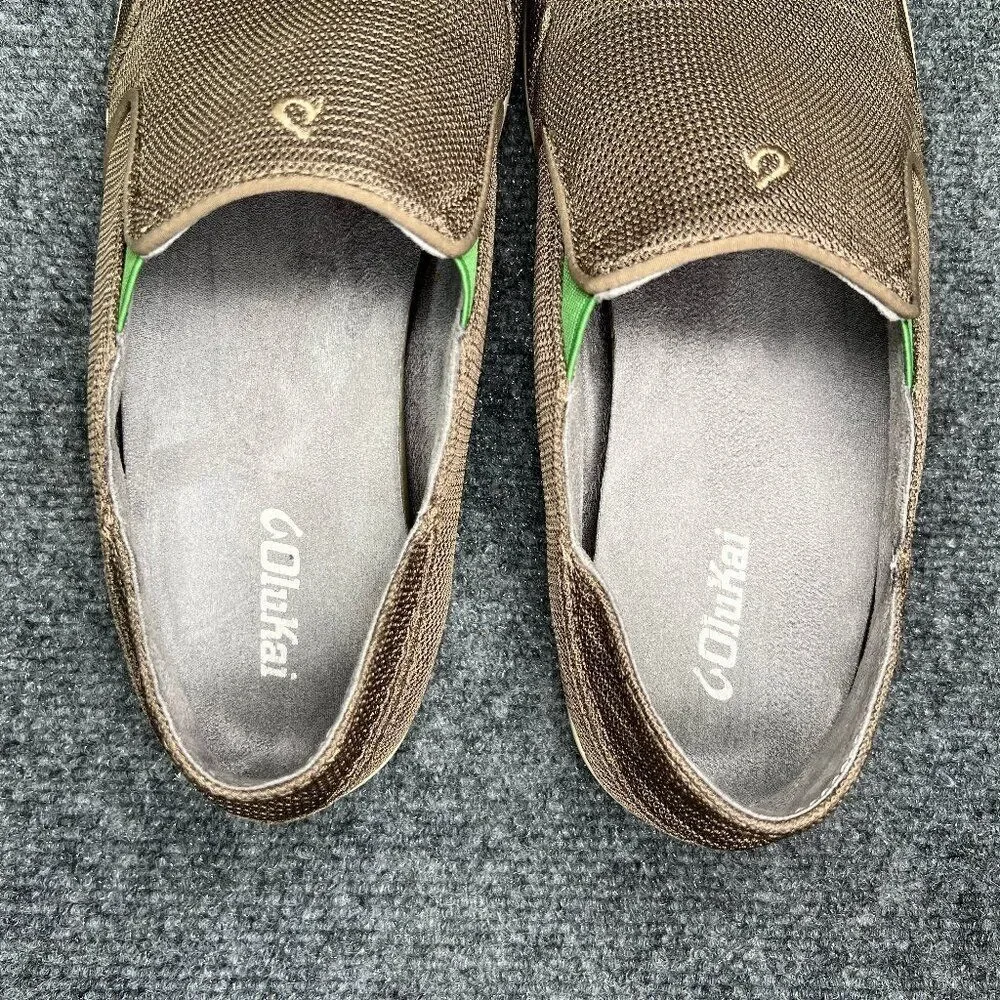 OluKai Nohea Mesh Shoes Men's Size 12 Brown Convertible‎ Slip On Comfort Loafers